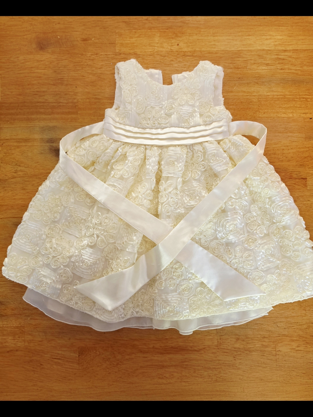American Princess Ivory Floral Rosette Party Dress with Satin Sash